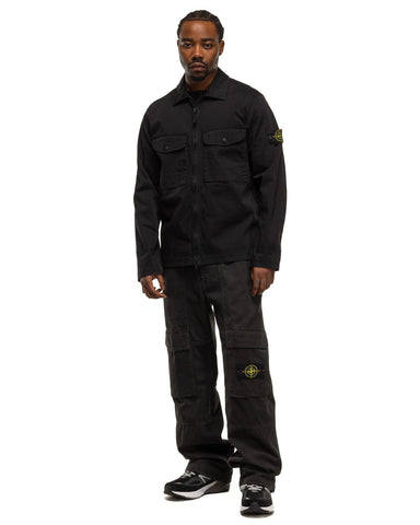 Stone Island Organic Stretch Cotton Satin Overshirt Black, Outerwear