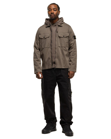 Stone Island Organic Stretch Cotton Satin Overshirt Walnut, Outerwear