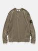 Flat shot of the Stone Island Organic Cotton Waffle Fleece Crewneck Military Green