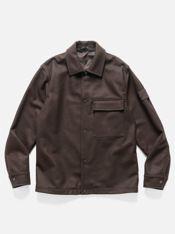 Stone Island Ghost Piece Wool Nylon Chest Pocket Overshirt Dark Brown, Overshirts