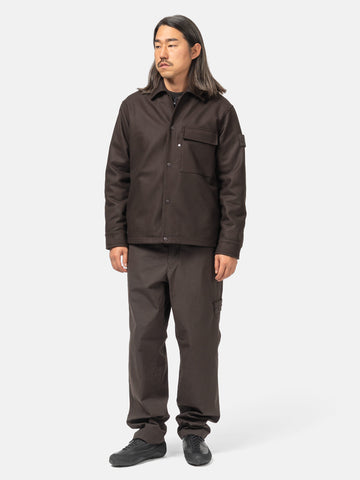 Stone Island Ghost Piece Wool Nylon Chest Pocket Overshirt Dark Brown, Overshirts