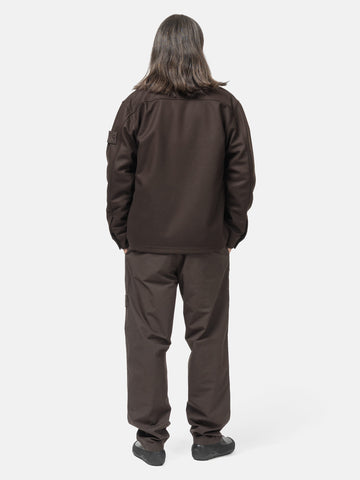 Stone Island Ghost Piece Wool Nylon Chest Pocket Overshirt Dark Brown, Overshirts