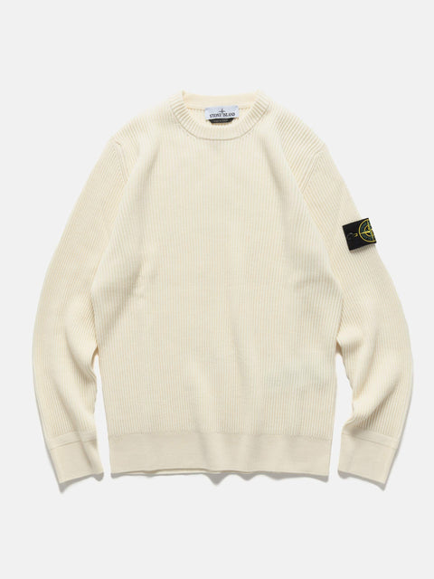 Stone Island RWS Wool Full Rib Knit Sweater Ivory, Sweaters