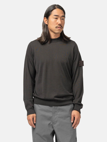Stone Island Ghost Piece RWS Wool Knit Crewneck Dark Brown, Sweatshirts