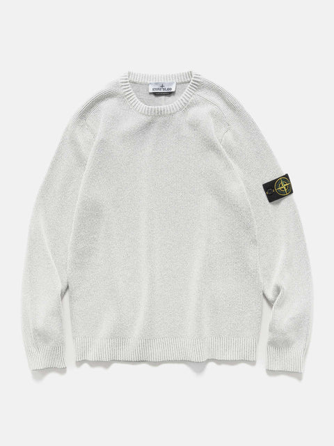 Flat shot of the Stone Island Ribbed Cotton Raglan Crewneck Grey