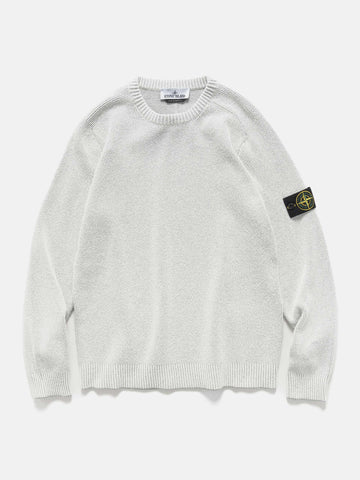 Flat shot of the Stone Island Ribbed Cotton Raglan Crewneck Grey