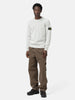 Shot of the model wearing the Stone Island Ribbed Cotton Raglan Crewneck Grey