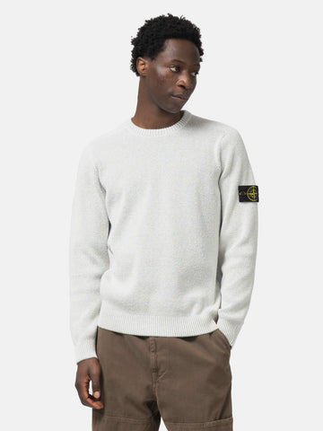 Half-body shot of the Stone Island Ribbed Cotton Raglan Crewneck Grey