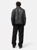 Stone Island Matt Grain Leather Coach Jacket Black, Leather Jackets