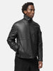 Stone Island Matt Grain Leather Coach Jacket Black, Leather Jackets