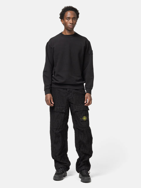 Stone Island Ghost Piece Stretch Cotton Fleece Crewneck Black, Sweatshirts