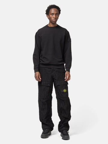 Stone Island Ghost Piece Stretch Cotton Fleece Crewneck Black, Sweatshirts