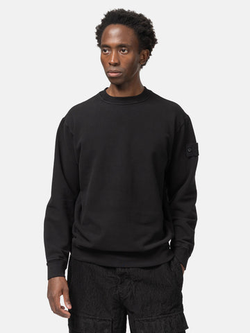 Stone Island Ghost Piece Stretch Cotton Fleece Crewneck Black, Sweatshirts