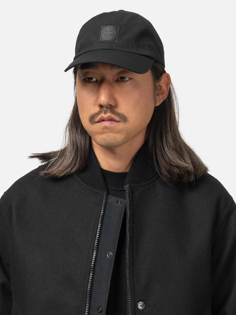 Stone Island Ghost Piece Weatherproof Cotton Canvas Baseball Cap Black, Caps