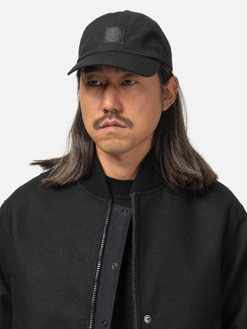 Stone Island Ghost Piece Weatherproof Cotton Canvas Baseball Cap Black, Caps