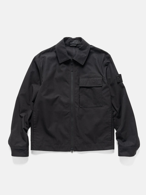 Stone Island Ghost Piece Weatherproof Cotton Canvas Overshirt Black, Overshirts
