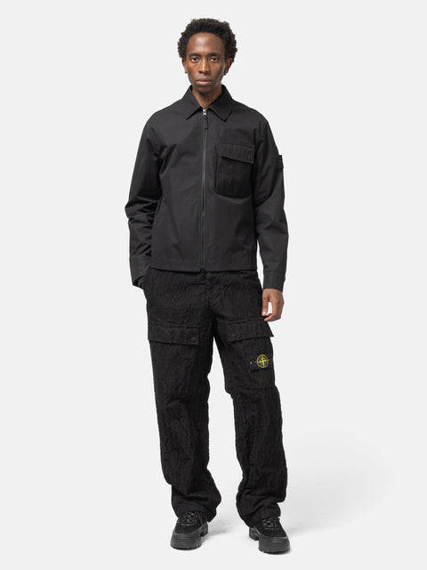 Stone Island Ghost Piece Weatherproof Cotton Canvas Overshirt Black, Overshirts