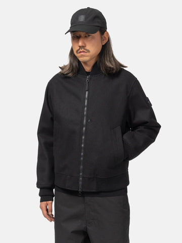 Stone Island Ghost Piece Wind Resistant Wool Bomber Black, Bomber Jackets