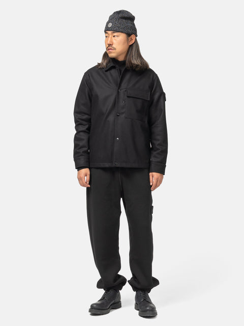 Stone Island Ghost Piece Wool Nylon Chest Pocket Overshirt Black, Overshirts