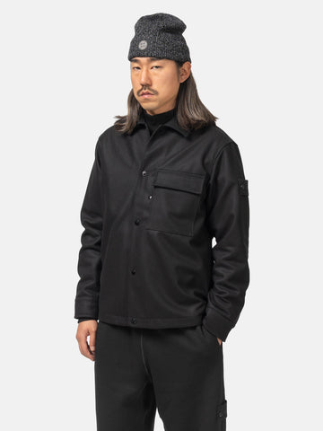 Stone Island Ghost Piece Wool Nylon Chest Pocket Overshirt Black, Overshirts