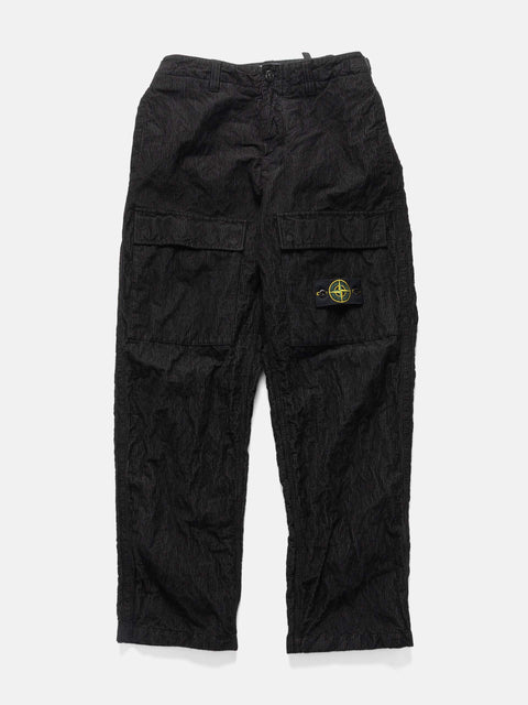 Stone Island Wrinkled Corduroy 500-TC Loose Fit Cargo Pants Black, Cargo Pants