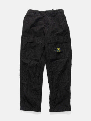 Stone Island Wrinkled Corduroy 500-TC Loose Fit Cargo Pants Black, Cargo Pants