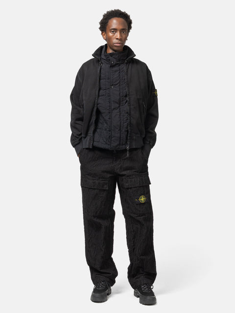 Stone Island Wrinkled Corduroy 500-TC Loose Fit Cargo Pants Black, Cargo Pants