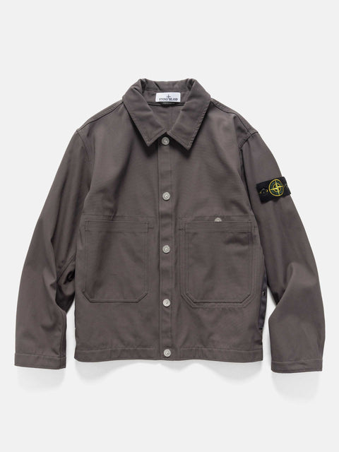 Flat shot of the Stone island Cotton Canvas Coach Jacket Charcoal