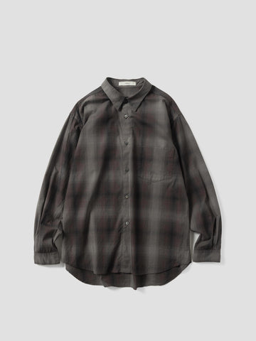TOHNAI Cotton Check Regular Collar Shirt Charcoal, Shirts