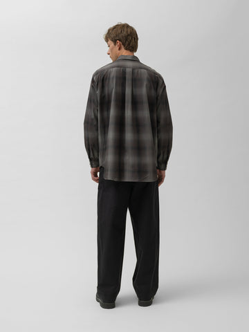 TOHNAI Cotton Check Regular Collar Shirt Charcoal, Shirts