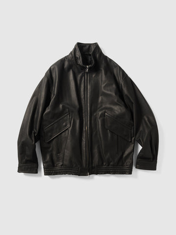 Ulterior Cow Leather Zip Up JKT Black, Leather Jackets