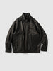 Ulterior Cow Leather Zip Up JKT Black, Leather Jackets