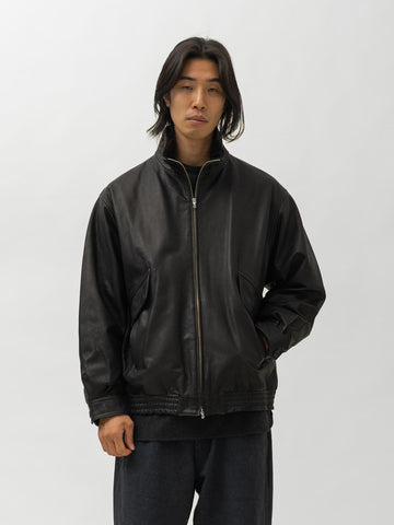 Ulterior Cow Leather Zip Up JKT Black, Leather Jackets