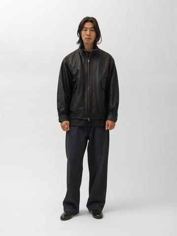 Ulterior Cow Leather Zip Up JKT Black, Leather Jackets