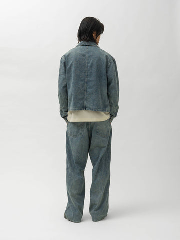 Ulterior Faded Light Denim Short Coverall Faded Blue, Denim Jackets