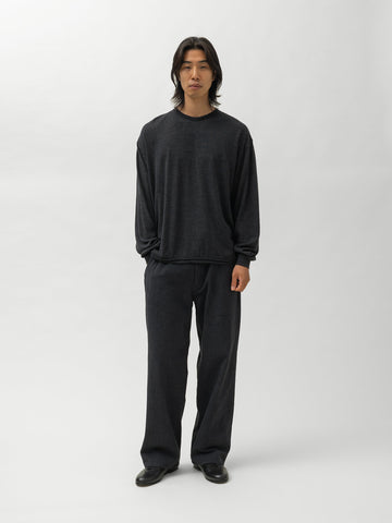 Ulterior Super Fine Wool Cotton CUT-OFF P/O (border Stripe) Black x Charcoal, T-Shirts