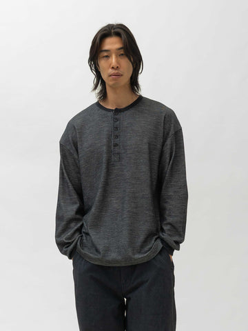 Ulterior W/C Honeycomb HENLEY-NECK Top Charcoal, Henley