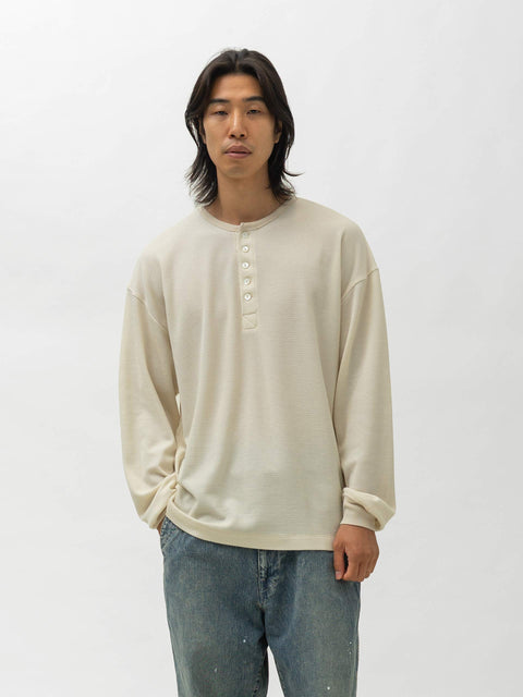 Ulterior W/C Honeycomb HENLEY-NECK Top Ecru, Henley