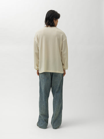 Ulterior W/C Honeycomb HENLEY-NECK Top Ecru, Henley