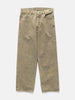 Flat shot in studio of the cotton denim 5 pocket wide pants in brown from URU