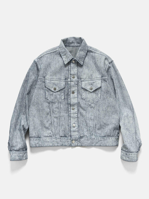 URU Cotton Denim Print Trucker Jacket White, Denim Jackets