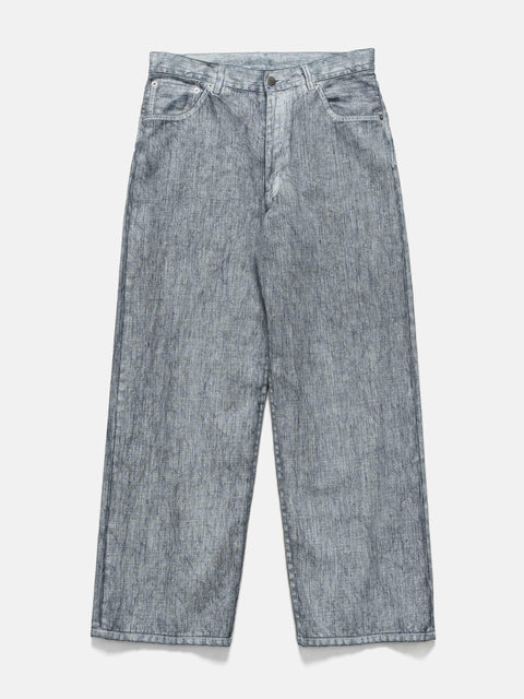 URU Cotton Denim Print Wide Pants White, Jeans