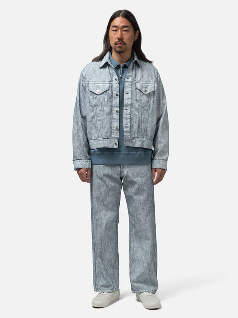 URU Cotton Denim Print Wide Pants White, Jeans