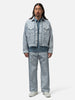 URU Cotton Denim Print Wide Pants White, Jeans