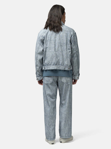 URU Cotton Denim Print Wide Pants White, Jeans