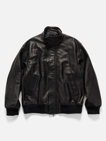 URU Cow Leather Zip Up Blouson Black, Leather Jackets