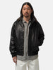 URU Cow Leather Zip Up Blouson Black, Leather Jackets