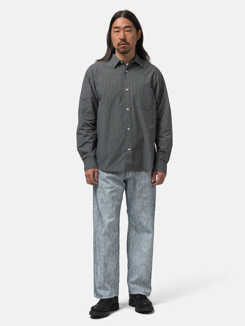 URU Regular Collar L/S Shirts Navy Plaid, Shirts