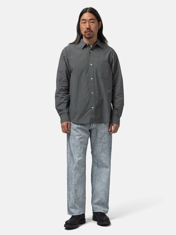 URU Regular Collar L/S Shirts Navy Plaid, Shirts