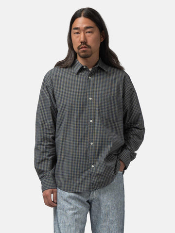URU Regular Collar L/S Shirts Navy Plaid, Shirts